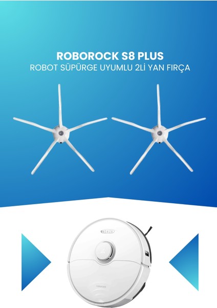 Roborock S8 Plus Robot Süpürge Uyumlu 2li Yan Fırça