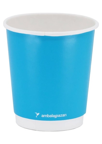 Double Wall Mavi Karton Bardak 8 Oz - 30 Adet