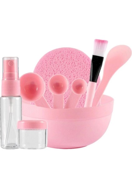Pembe 9 Parça Yüz Maskesi Hazırlama Seti Kendin Yap (Dıy)