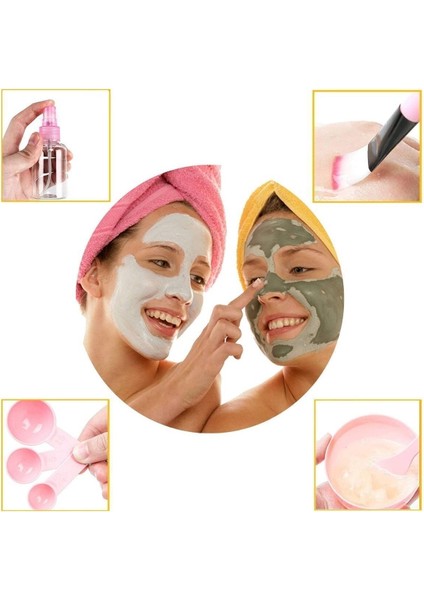 Pembe 9 Parça Yüz Maskesi Hazırlama Seti Kendin Yap (Dıy) modelleri
