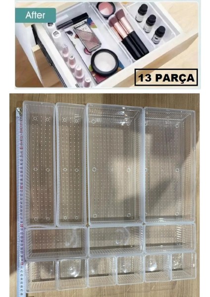 13'lü Dolap ve Çekmece Düzenleyici Set Takı ve Makyaj Organizer