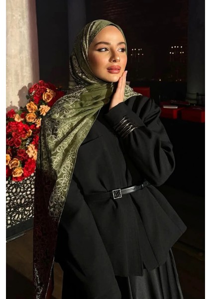 Nora Desen Çift Taraflı Şal Haki-Somon