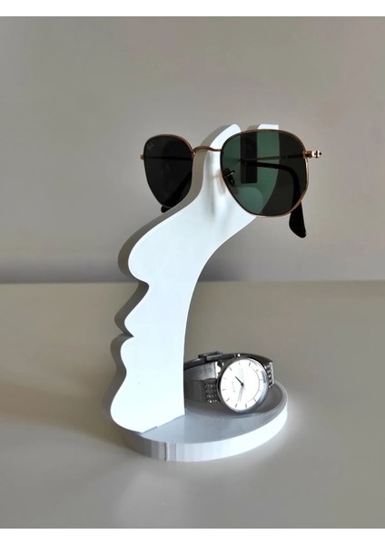 Beyaz Dekoratif Gözlük ve Takı Standı, Organizer, Şık ve Fonksiyonel Tasarım