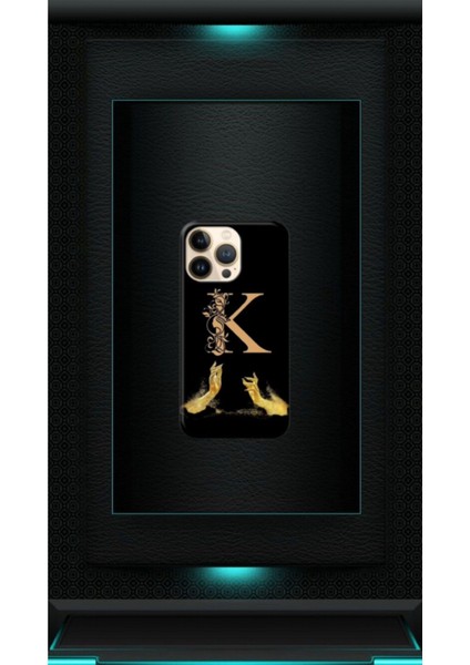 Siyah Desenli Gold H Harfi Ip 15 Pro