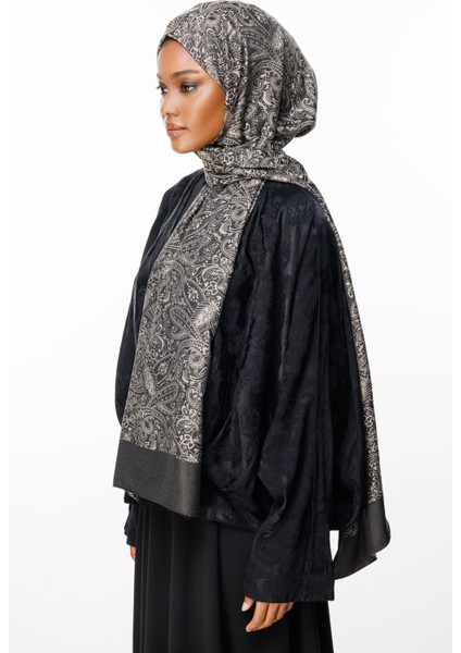 Velora Desen Çift Taraflı Şal Siyah-Bej