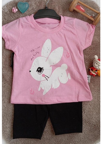 Is Berceste Stay Cute Pembe Kısa Kol Kız Çocuk Alt Üst Takımı