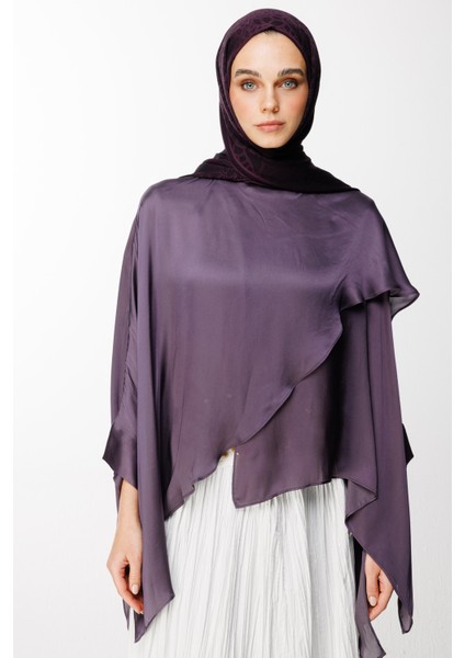 Lavin Desen Çift Taraflı Şal Mor-Siyah
