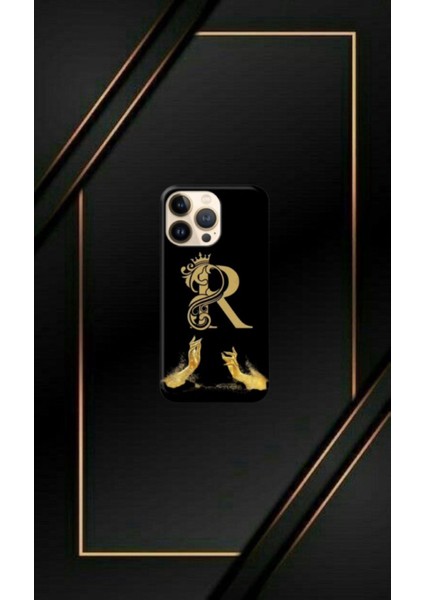 Siyah Desenli Gold N Harfi Ip 14 Pro