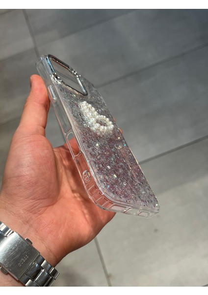 Iphone 16 Pro Max Uyumlu Işıltılı Kalp Figürlü Epoksi Tasarım Sert Şeffaf Silikon Kılıf fiyatları