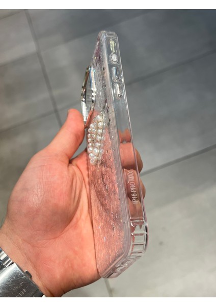 Iphone 16 Pro Max Uyumlu Işıltılı Kalp Figürlü Epoksi Tasarım Sert Şeffaf Silikon Kılıf modelleri