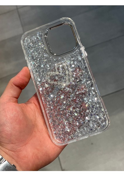 Iphone 16 Pro Max Uyumlu Işıltılı Kalp Figürlü Epoksi Tasarım Sert Şeffaf Silikon Kılıf fırsatları