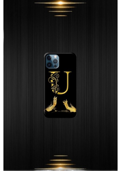 Siyah Desenli Gold K Harfi Ip 12 Pro Max