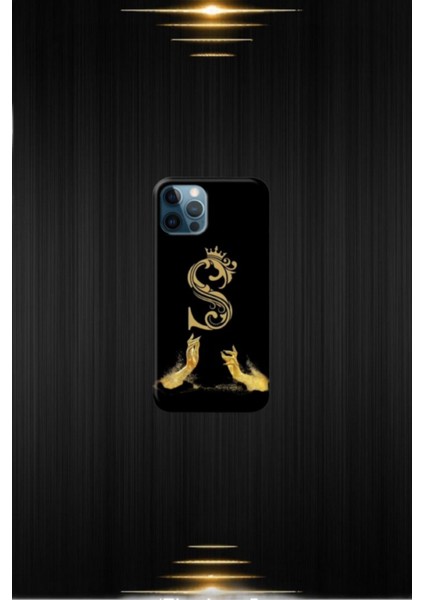 Siyah Desenli Gold Y Harfi Ip 12 Pro Max