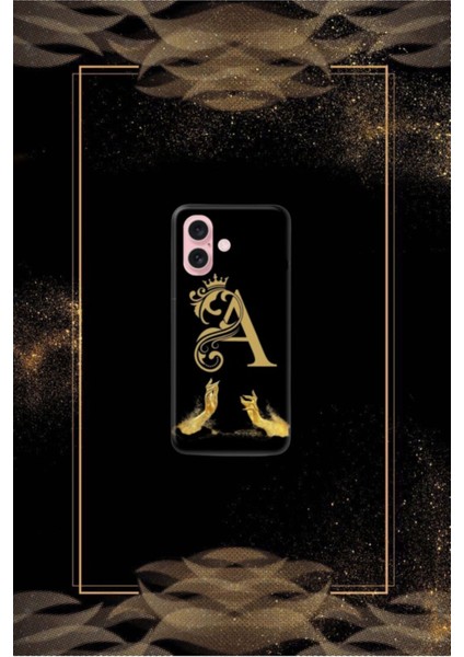 Siyah Desenli Gold A Harfi 16 Plus