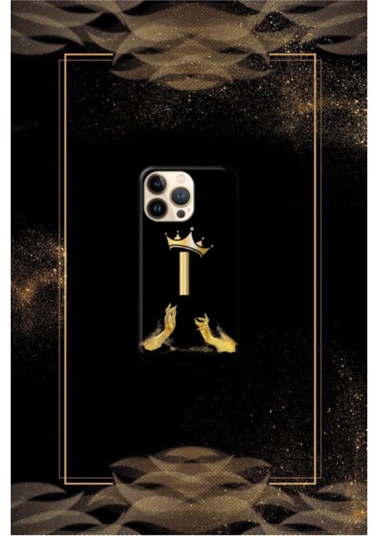 Siyah Desenli Gold U Harfi 16 Pro Max