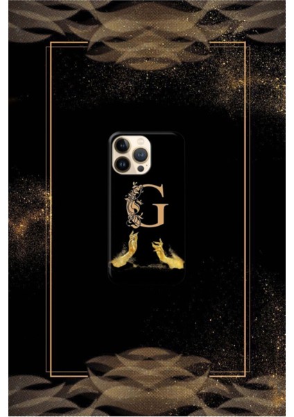 Siyah Desenli Gold D Harfi Ip 16 Pro
