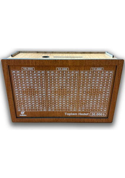 Parabox - 30.000TL Kumbara (Kalem Hediyeli) , Ahşap Para Biriktirme Hedef Kutusu - Kalides Hediyelik Ürünler