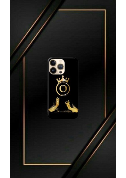 Siyah Desenli Gold K Harfi 14 Pro Max