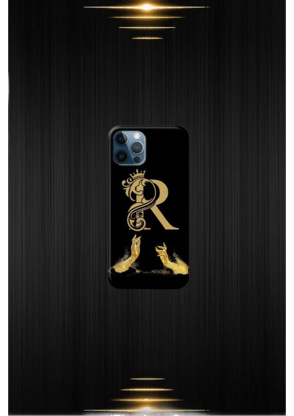 Siyah Desenli Gold A Harfi Ip 12 Pro