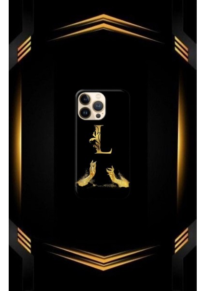 Siyah Desenli Gold T Harfi Ip 14 Pro