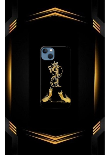 Siyah Desenli Gold O Harfi Ip 15