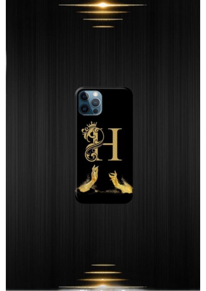 Siyah Desenli Gold T Harfi Ip 12 Pro Max