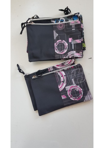 Desenli Makaj Çantası Saks Küp Siyah Şık ve Pratik Tasarım fiyatları