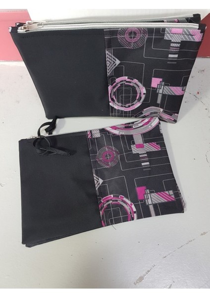 Desenli Makaj Çantası Saks Küp Siyah Şık ve Pratik Tasarım modelleri