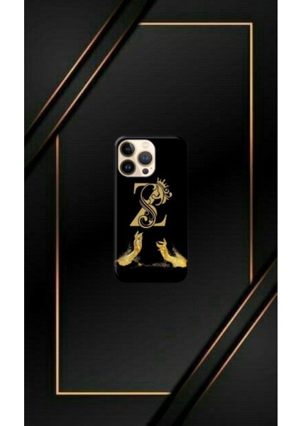 Siyah Desenli Gold Y Harfi Ip 15 Pro Uyumlu