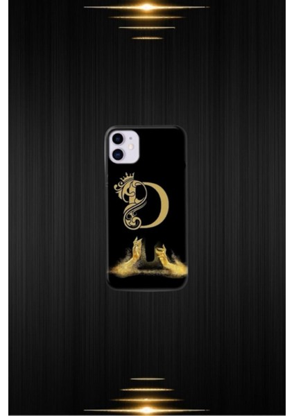 Siyah Desenli Gold Harf-H