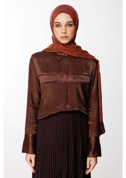 Mayra Desen Çift Taraflı Şal Mor-Turuncu