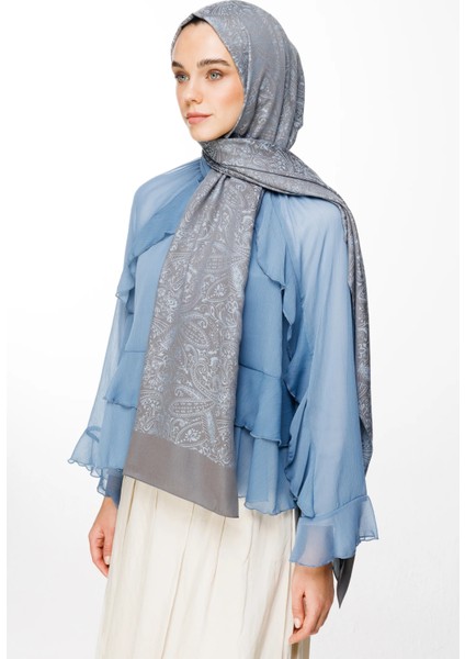 Velora Desen Çift Taraflı Şal Koyu Gri-Açık Mavi fiyatları