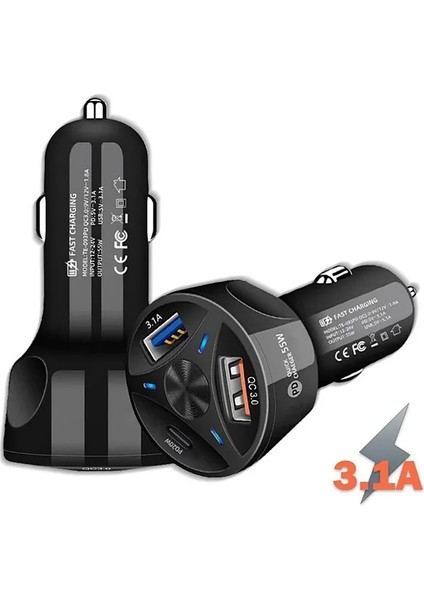 Araç Çakmaklık Şarjı 2 USB + 20W Pd Şarj Çıkışlı Hızlı Şarj Destekli 55W Qc 3.0 fiyatları