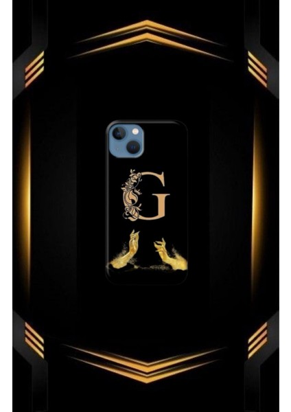 Siyah Desenli Gold O Harfi Ip 16 Pro Uyumlu