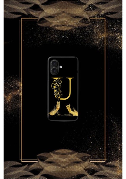 Siyah Desenli Gold E Harfi 16 Plus Uyumlu