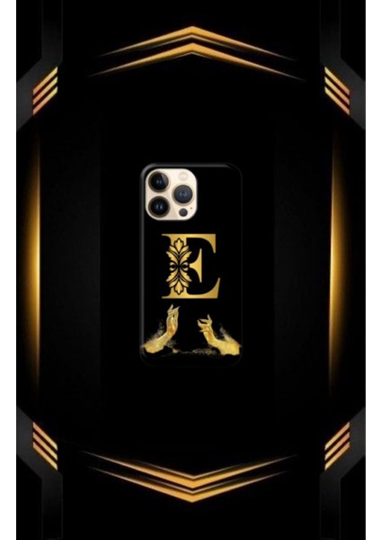Siyah Desenli Gold B Harfi 15 Pro Max