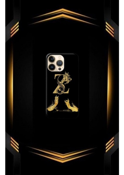 Siyah Desenli Gold E Harfi Ip 15 Pro