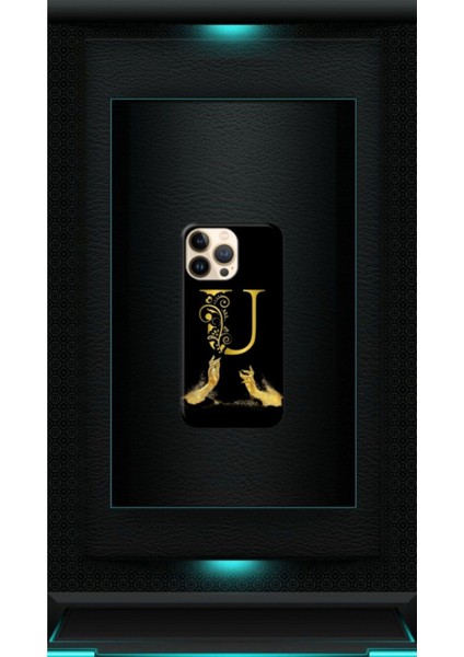 Siyah Desenli Gold O Harfi 13 Pro Max