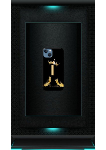 Siyah Desenli Gold U Harfi Ip 13 Uyumlu