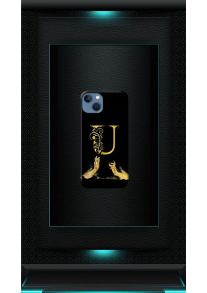 Siyah Desenli Gold R Harfi Ip 13 Uyumlu
