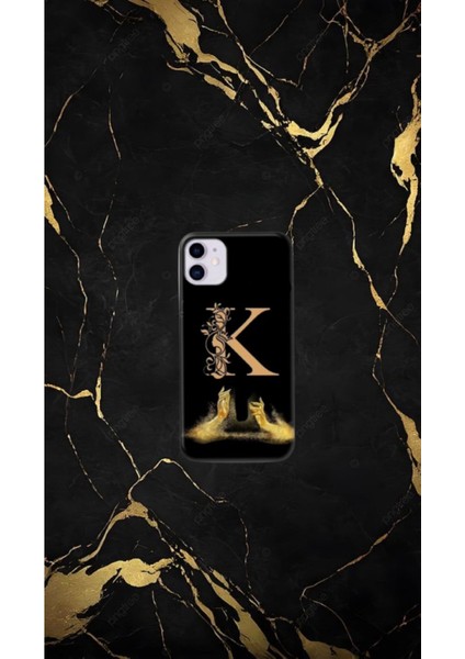 Siyah Desenli Gold Harf-N