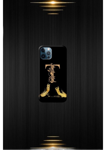 Siyah Desenli Gold C Harfi Ip 12 Pro