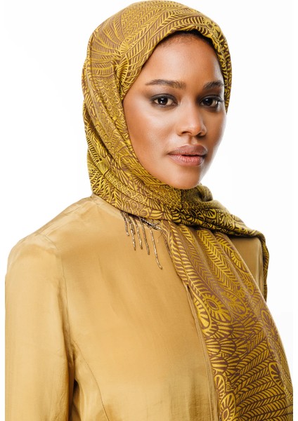 Mayra Desen Çift Taraflı Şal Acı Kahve-Hardal modelleri