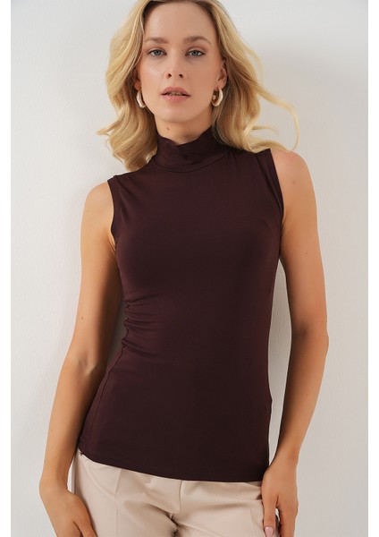 Kadın Kolsuz Body 4348 - Kahverengi