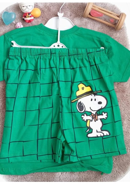 Is Berceste Yeşil Erkek Çocuk Kısa Kol Kare Şortlu Alt Üst Takım fiyatları