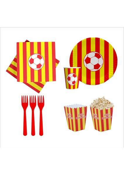 Taraftar (Galatasaray) 8 Tabak, 8 Bardak, 8 Mısır Kutusu, 10 Peçete, 10 Çatal