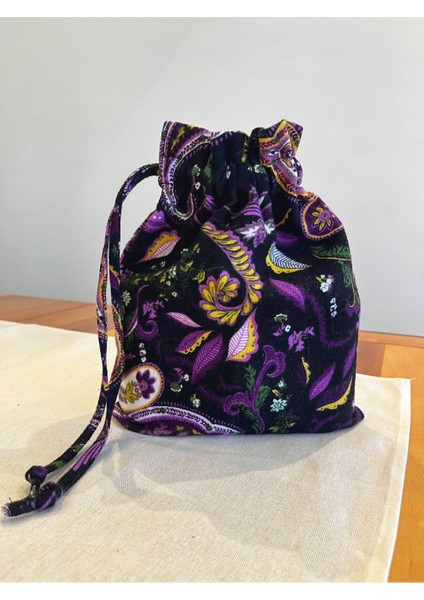 Şal Desenli Pazen Bez Kese, Büzgülü Çanta Içi Düzenleyici, Makyaj ve Takı Organizeri fırsatları