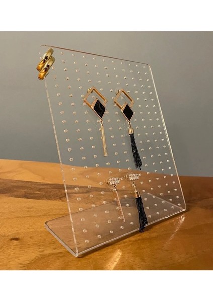Şeffaf Takı ve Küpe Standı, 18CM x 13CM, Şık ve Düzenli Saklama.