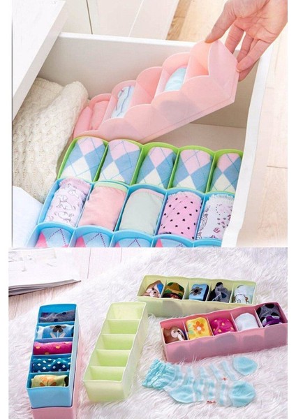 Beyaz 5 Bölmeli Çekmece Düzenleyici, Çorap ve Kravat Saklama Organizer