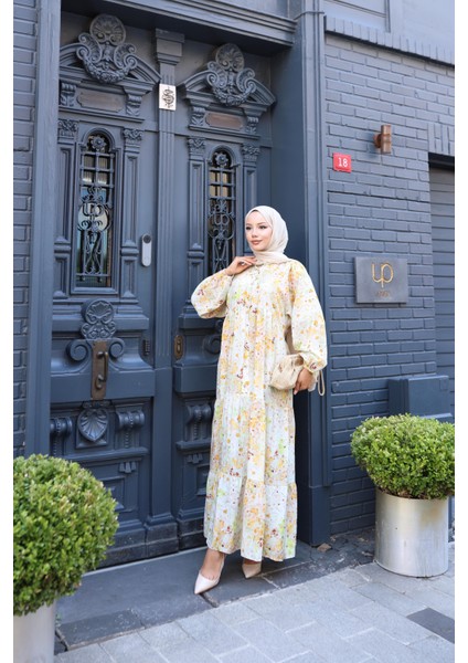 Kadın Rahat Kalıp Düğmeli Desenli Modal Elbise fiyatları